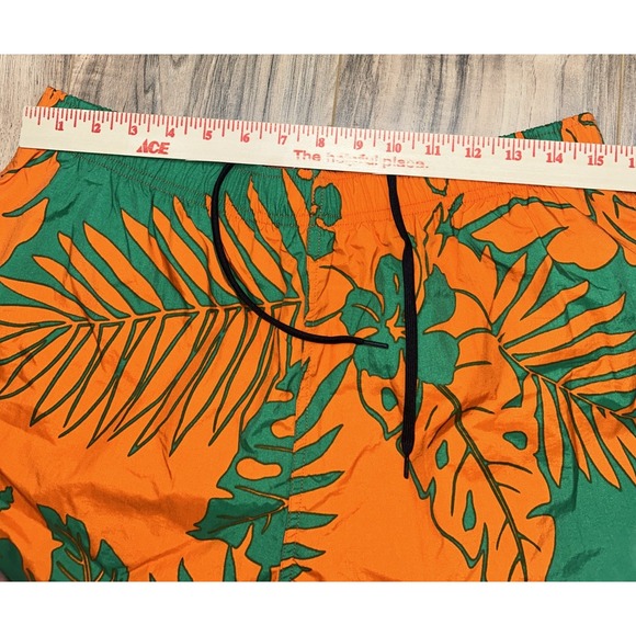 NWT Polo Ralph Lauren Bright Orange/Green Hawaiin Floral Men's Large Swimtrunks - Picture 8 of 10